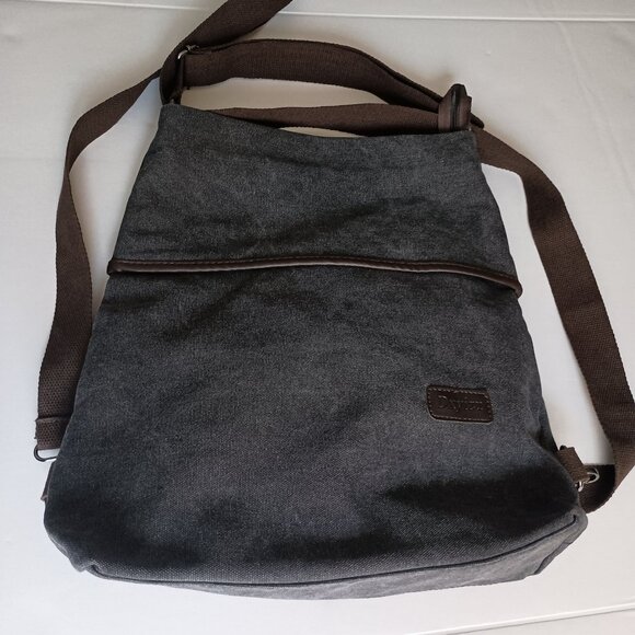 DXYIZU Convertible Dark Gray Canvas Crossbody Tote Backpack Bag - Picture 2 of 12